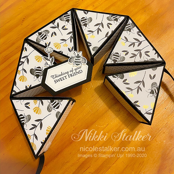 hexagonal gift box open showing 6 triangle boxes