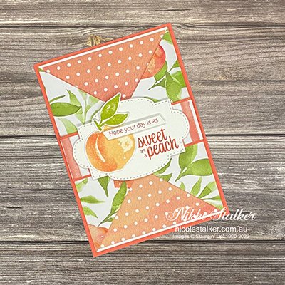 Double Triangle Fun Fold card using Sweet As A Peach stamp set and You're A Peach DSP