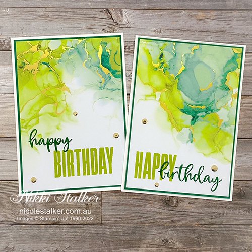 Birthday cards in shaded of green