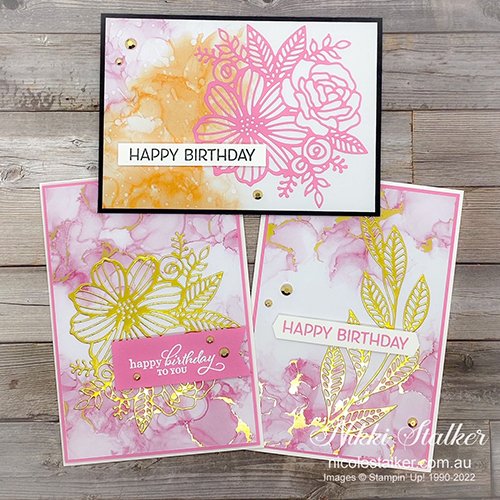 Trio of greeting cards using Expressions of Ink DSP and Artistic Dies