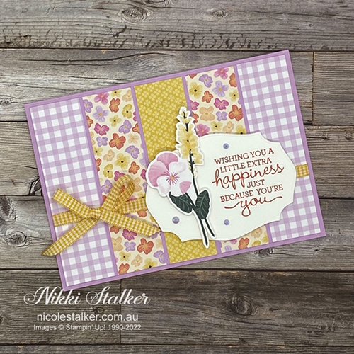 Pansy greeting card in Fresh Fressia & Bumblebee