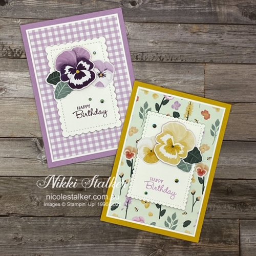 Quick Birthday cards using Pansy Petals DSP in Fresh Freesia and Bumblebee